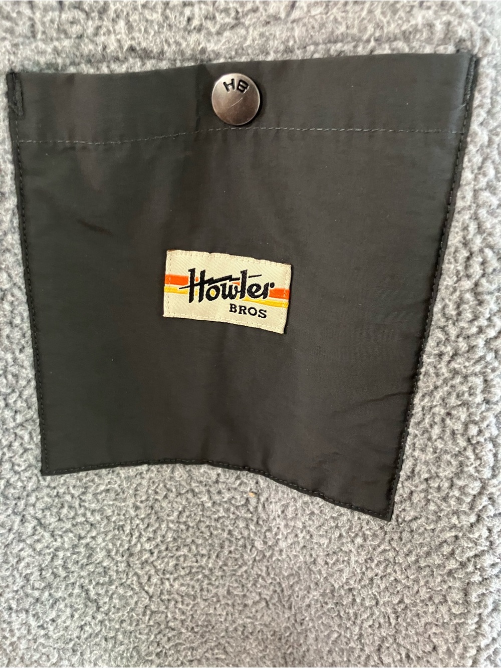 Howler Brothers Gray Fleece Jacket with Olive and Orange Label Accents - Picture 4 of 5